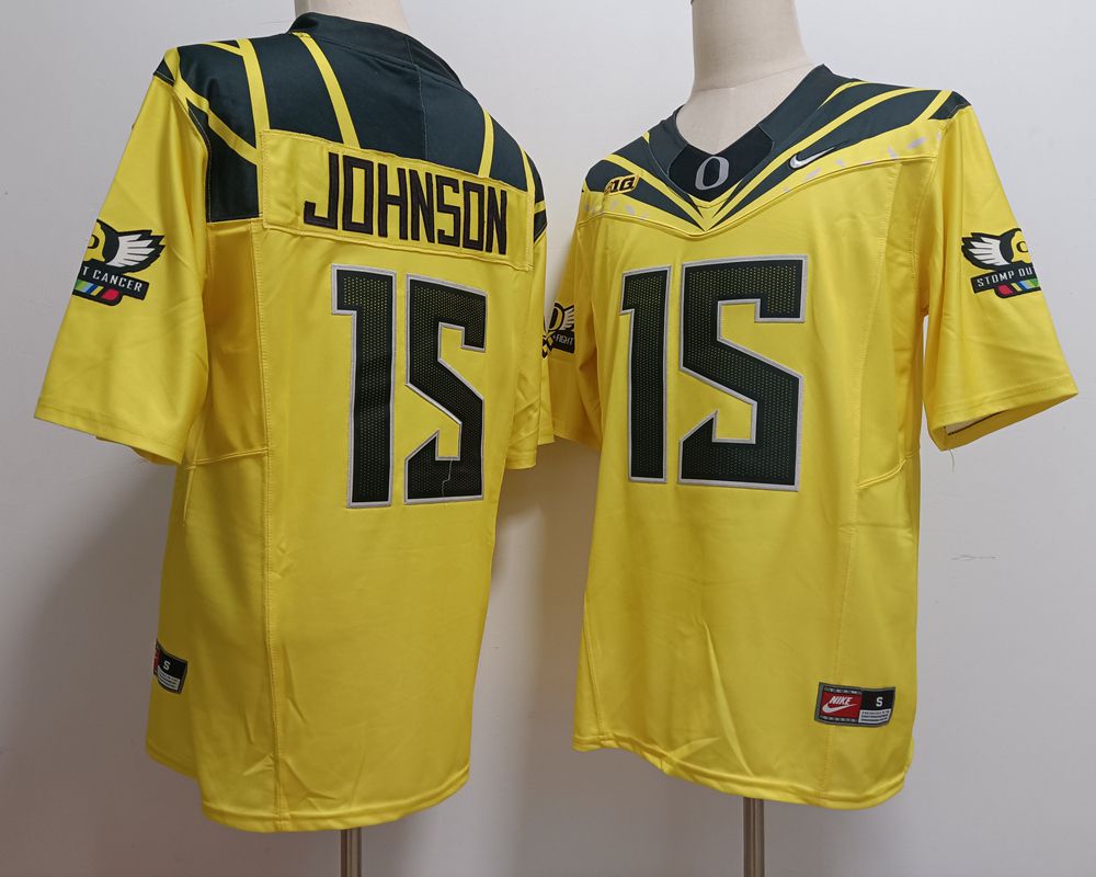 Men Oregon Ducks #15 Johnson Yellow Nike 2025 NCAA Jersey->ncaa teams->NCAA Jersey